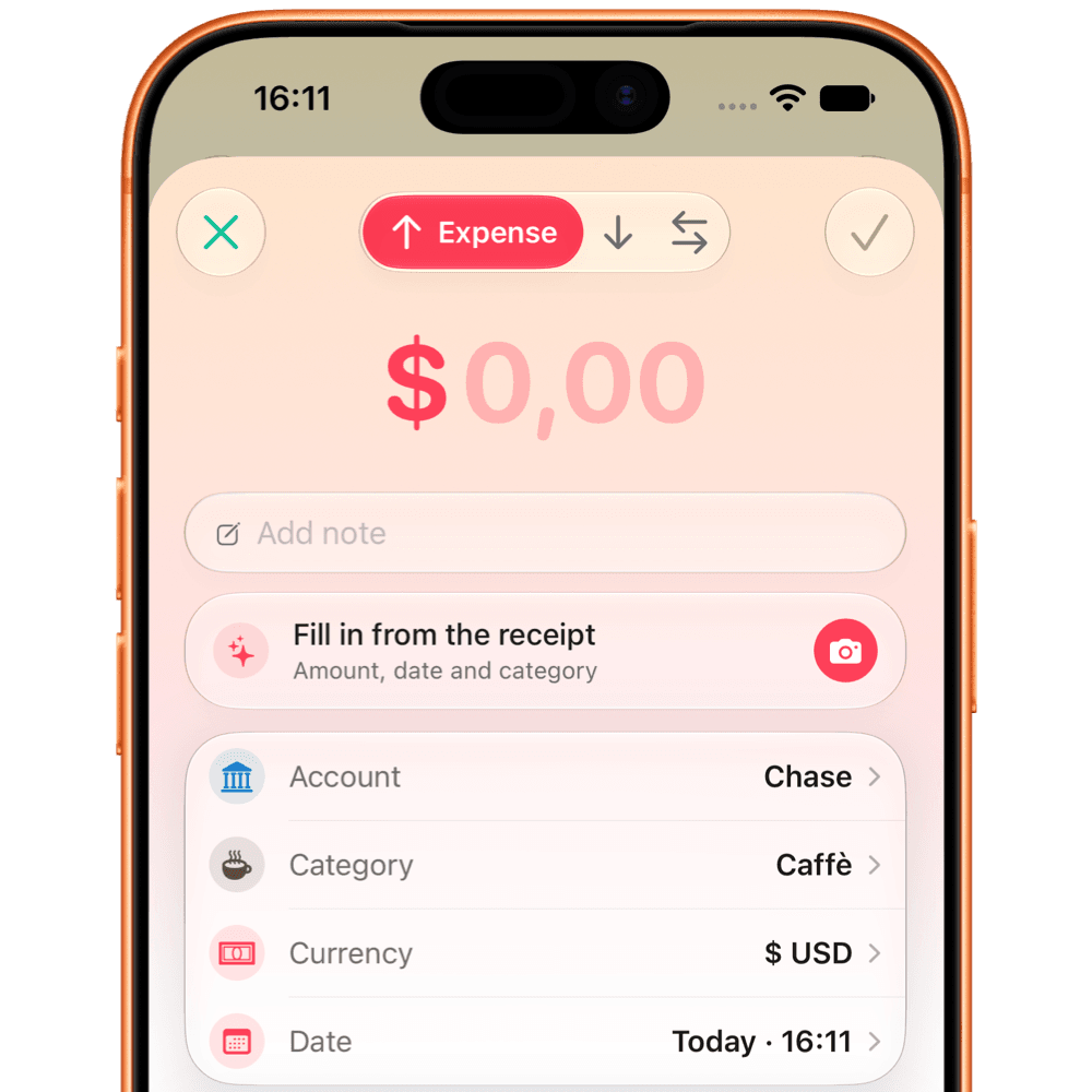 A receipt being scanned in FlowBudget, with fields filled in automatically